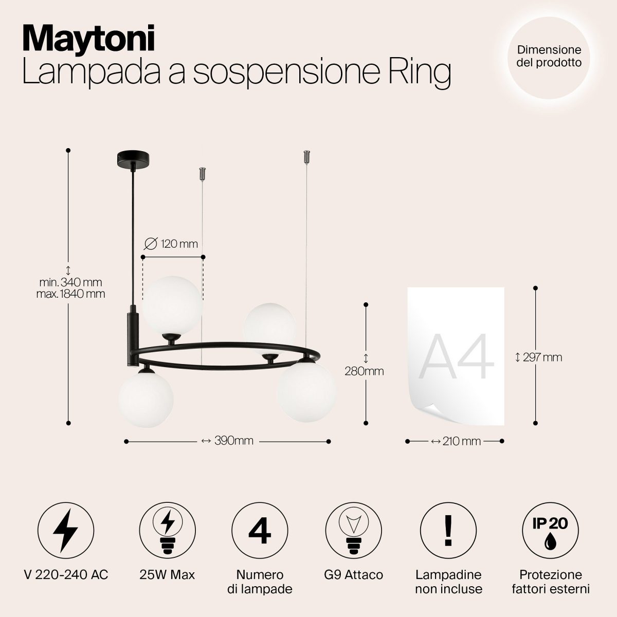 Подвесная люстра Maytoni Круг MOD013PL-04B