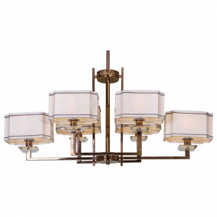 L'ARTE LUCE люстра (ZB50167/6) dark brown, creamy white fabric shade,K9 crystal plate