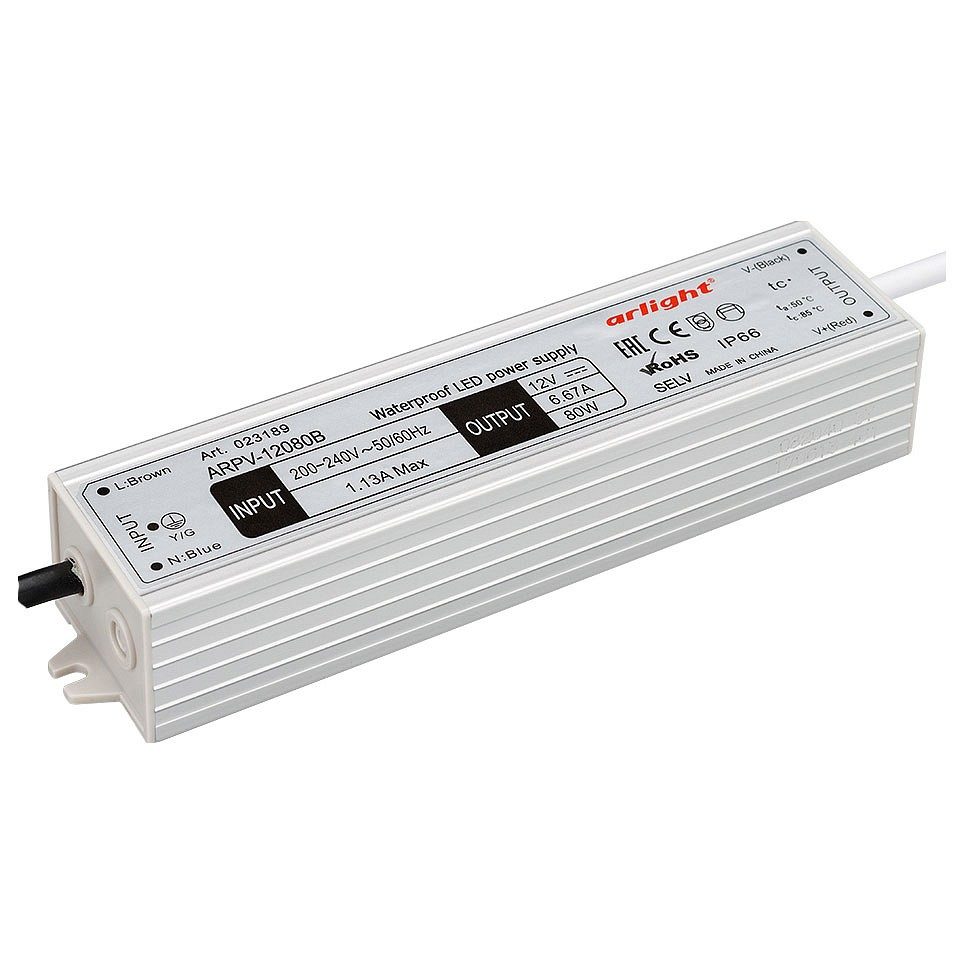 Блок питания ARPV-12080-B (12V, 6.7A, 80W) (Arlight, IP67 Металл, 3 года)