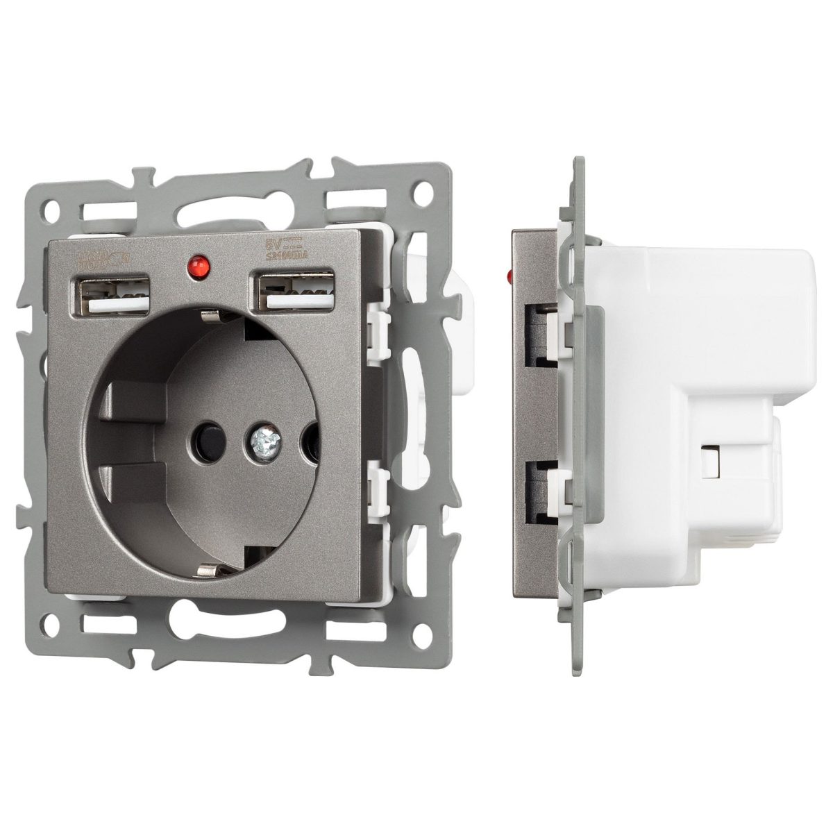 Розетка с заземлением и 2хUSB type A, без рамки Arlight SCT 043735