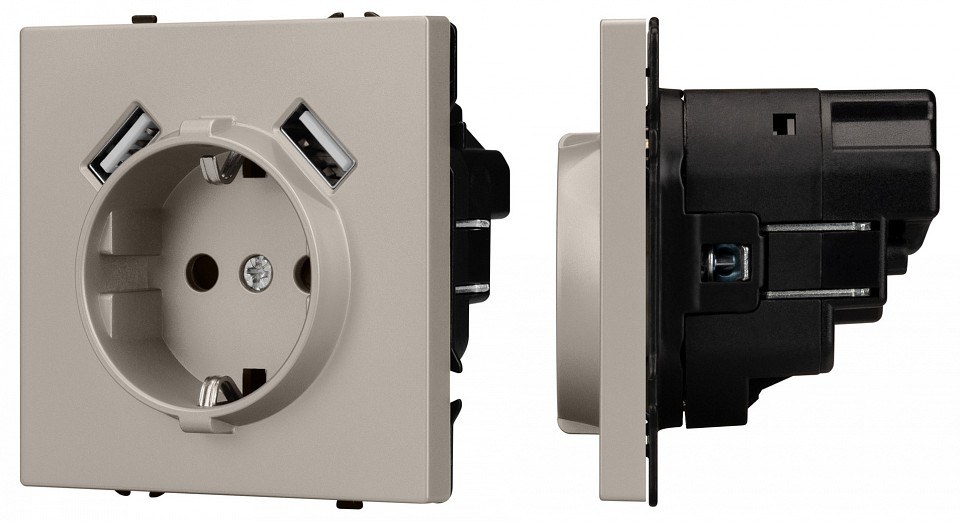 Розетка с заземлением и 2хUSB type A, без рамки Arlight SCT-NOBE 059442