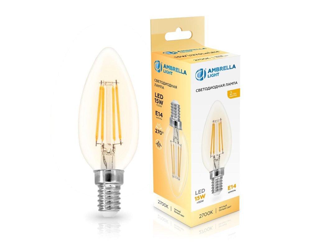 Лампа светодиодная Ambrella Light C35 E14 15Вт 2700K 351513