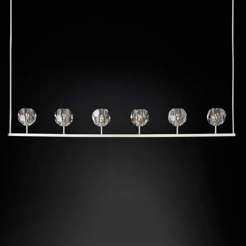 Люстра RH Boule De Cristal Linear Chandelier 6 Nickel