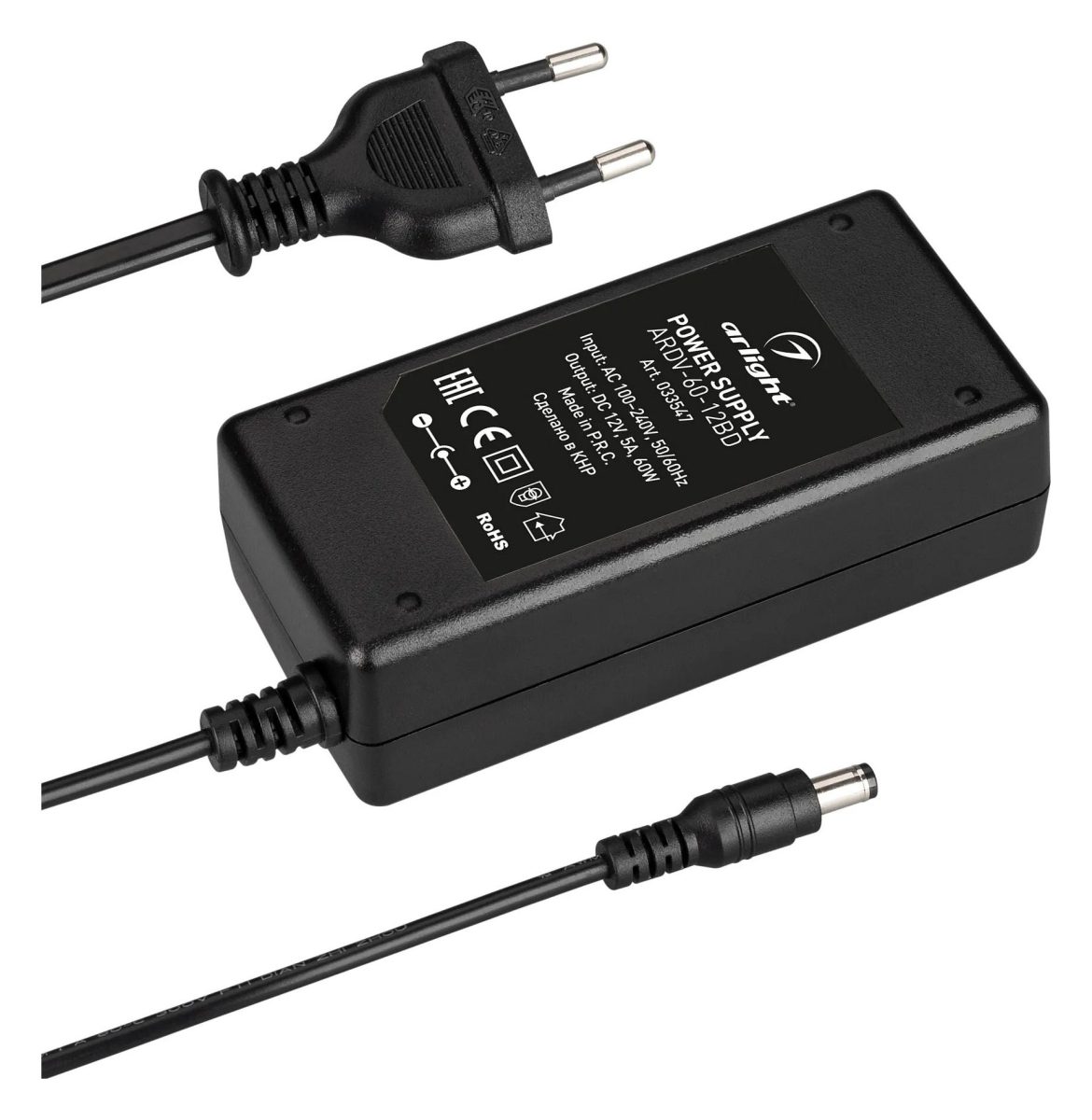 Блок питания ARDV-60-12BD (12V, 5A, 60W) (Arlight, Адаптер, 3 года)