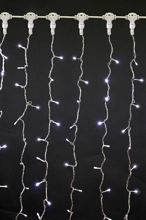 светодиодный занавес 2х3м 440 LED, провод белый