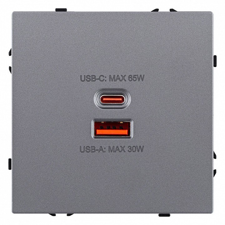 Розетка 2хUSB type A и C без рамки Kollinger Eclipse EC-024GY