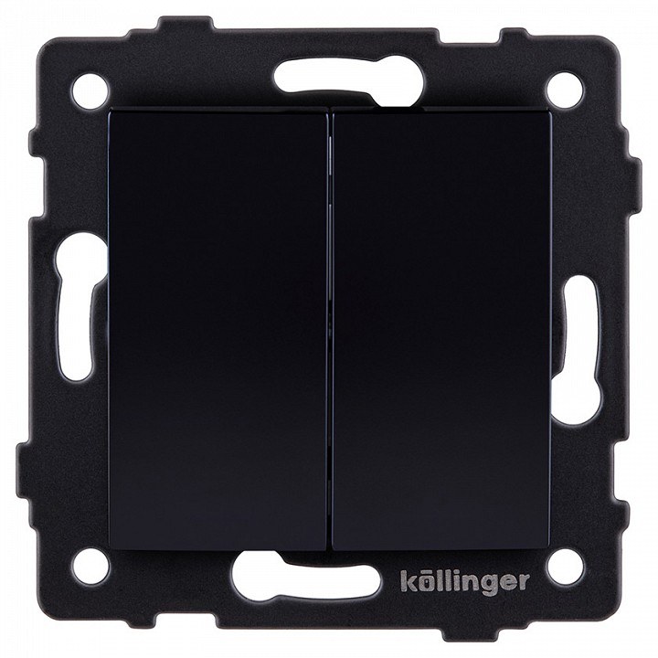 Выключатель перекрестный двухклавишный без рамки Kollinger Reflex REA-704BK