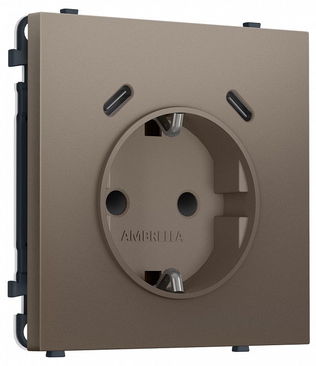 Розетка с заземлением и со шторкой и 2хUSB C, без рамки Ambrella Volt MS MS640510