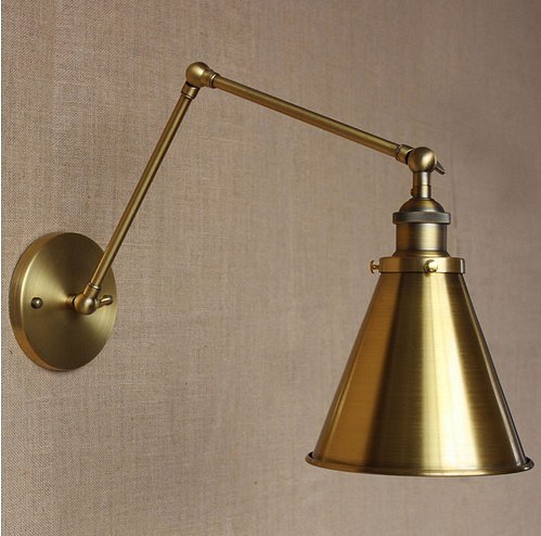 Бра Gloce Cone Shade Loft Industrial Metal Tall Gold арт