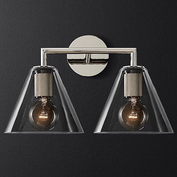 Бра RH Utilitaire Funnel Shade Double Sconce Silver арт