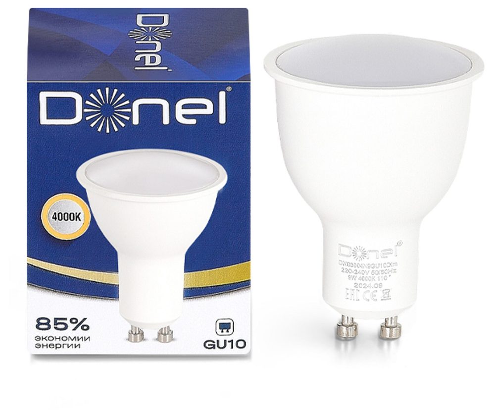Лампа светодиодная Donel DN03 GU10 9Вт 4000K DN03004N9GU10Dim