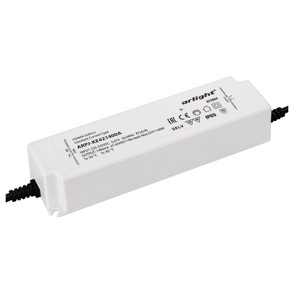 Блок питания ARPJ-KE421400A (60W, 1400mA, PFC) (Arlight, IP65 Пластик, 5 лет)