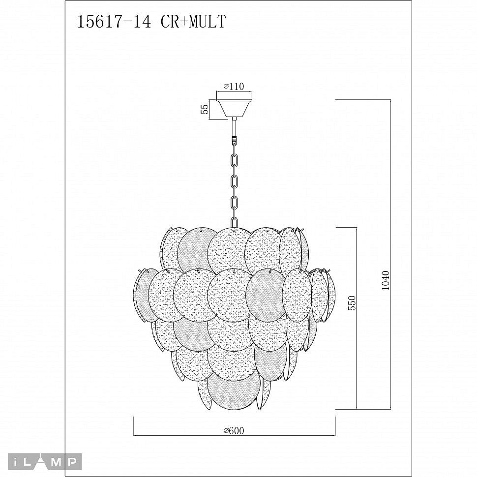 Подвесная люстра iLamp Rivoli 15617-14 CR+MULT
