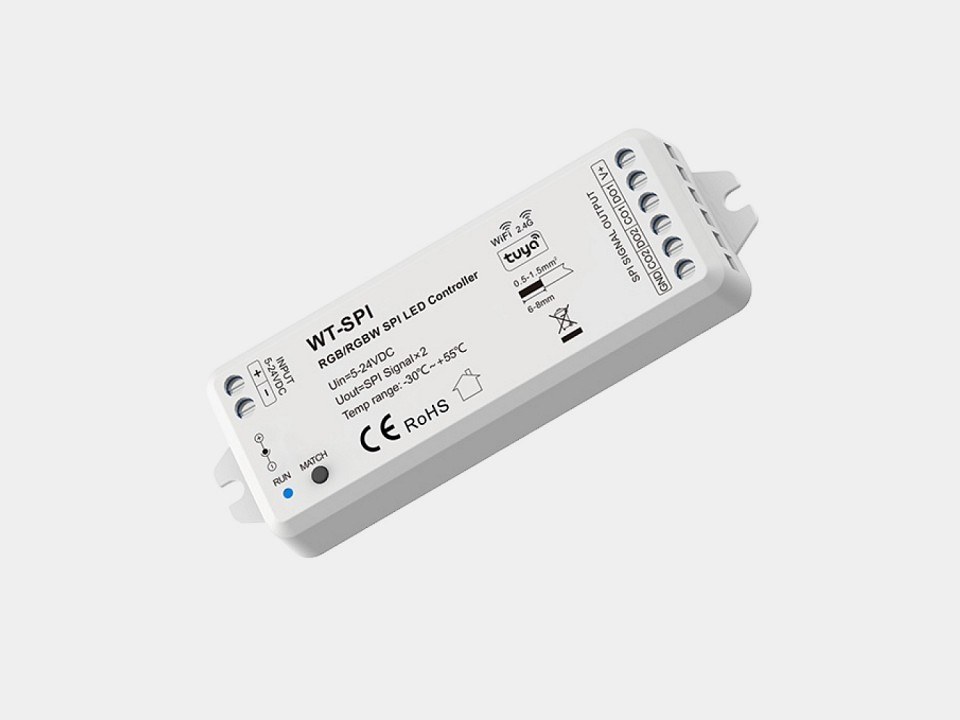 Контроллер для адресных светодиодных лент и модулей SPI с управлением WI-FI Tuya, WT-SPI
