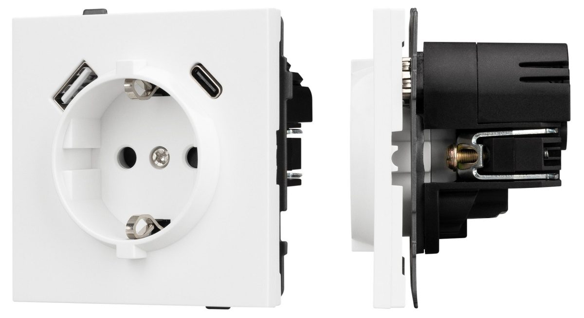 Розетка 2хUSB type A и C без рамки Arlight SCT-TENDO 054086