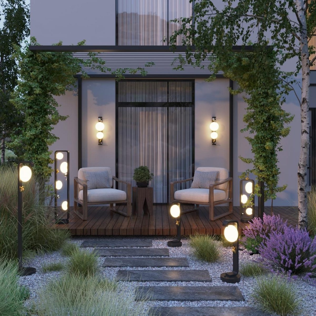 Наземный высокий светильник Odeon Light NATURE 5434/4FB