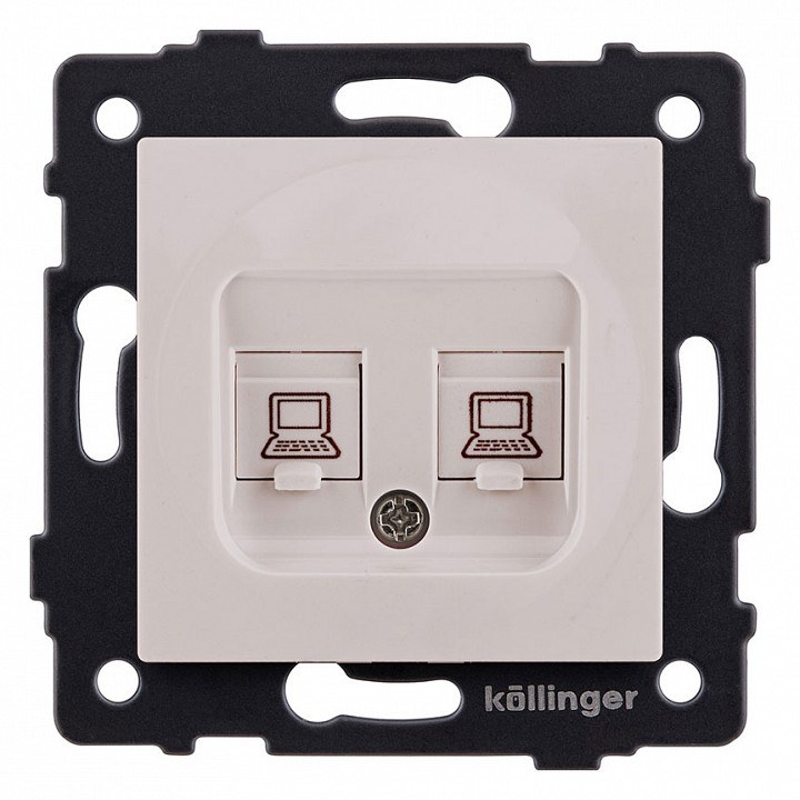 Розетка двойная Ethernet RJ45 Cat.6, кашемир матовый Kollinger для Aspekt, Eleganz, Reflex