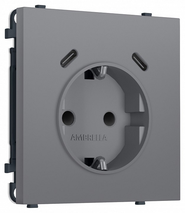 Розетка с заземлением и со шторкой и 2хUSB C, без рамки Ambrella Volt MS MS870510