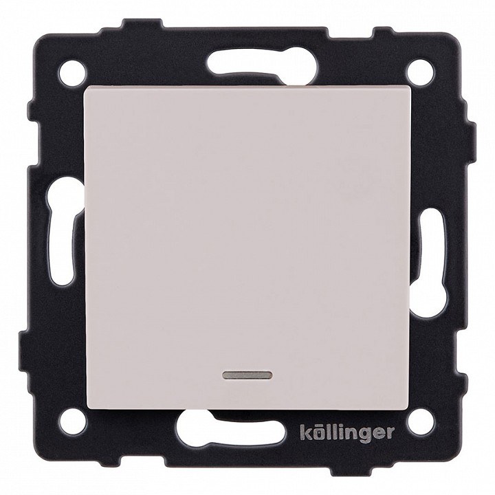 Выключатель 1-клавишный перекрестный 10А/250В с LED подсветкой, кашемир матовый Kollinger для Aspekt, Eleganz, Reflex