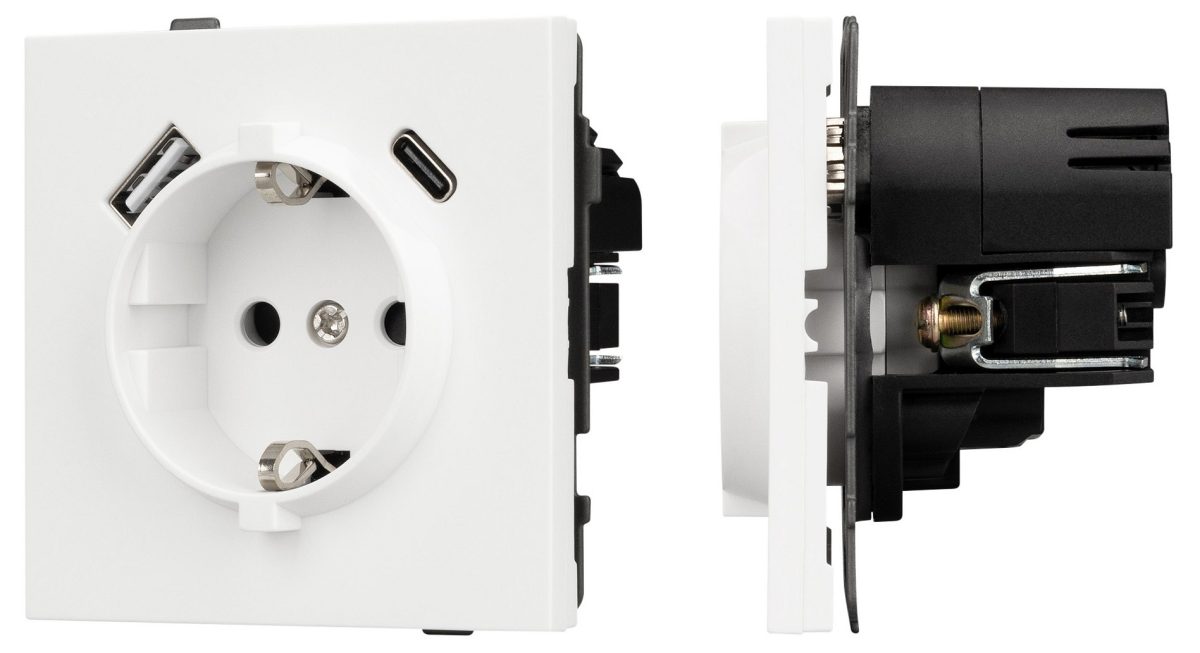 Розетка 2хUSB type A и C без рамки Arlight SCT-TENDO 054610