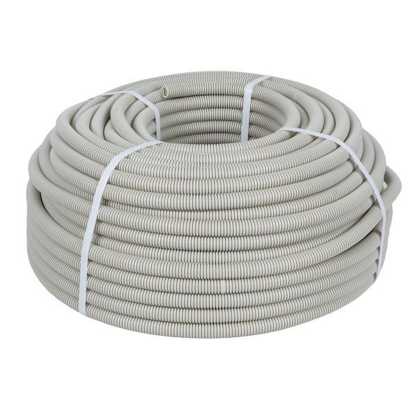 Труба гофрированная ПВХ d20мм с протяжкой сер. (уп.100м) Plast PROxima EKF tg-z-20