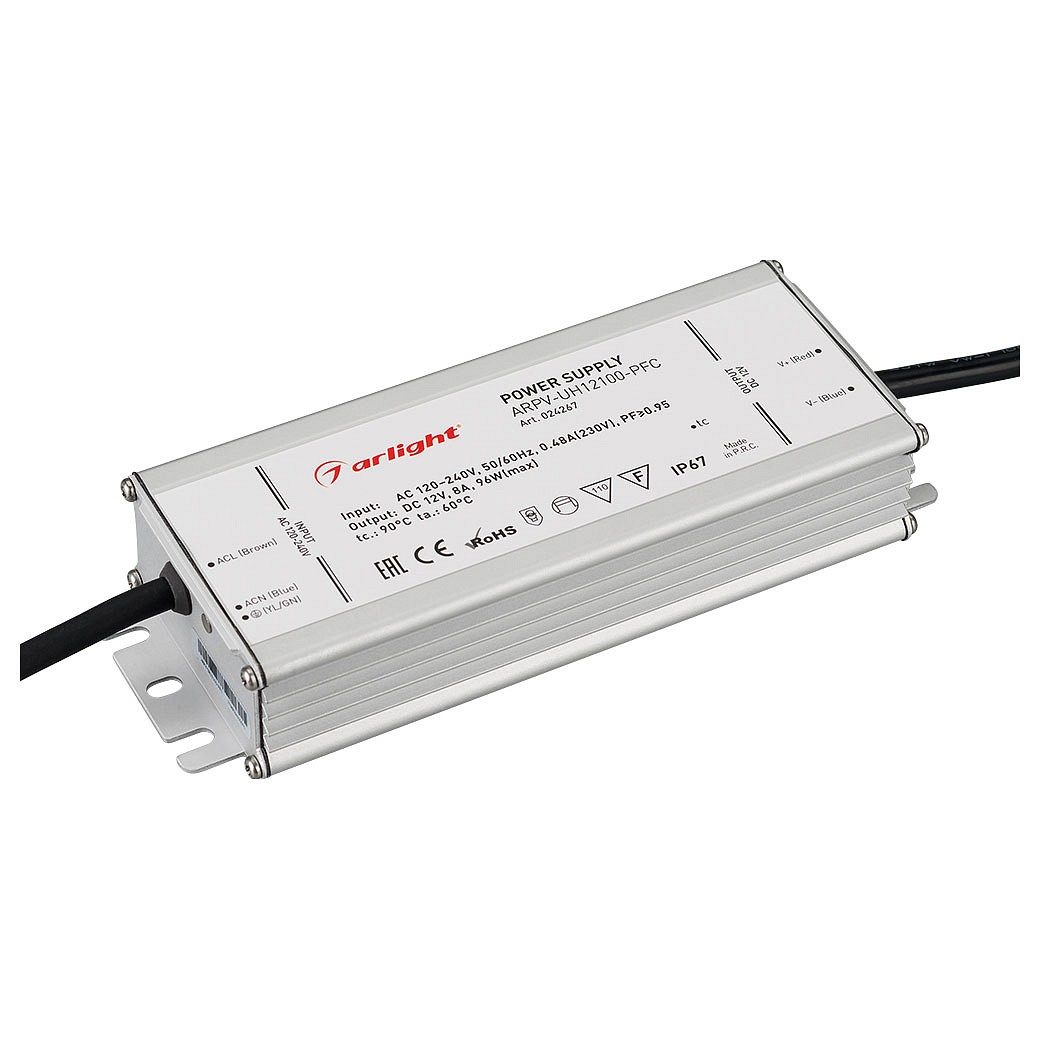 Блок питания ARPV-UH12100-PFC (12V, 8.0A, 96W) (Arlight, IP67 Металл, 7 лет)
