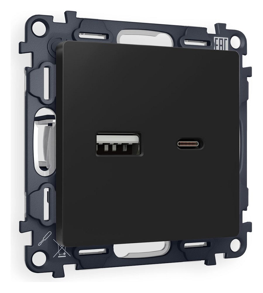 Розетка 2хUSB type A и C без рамки Ambrella Volt ALFA MA811010