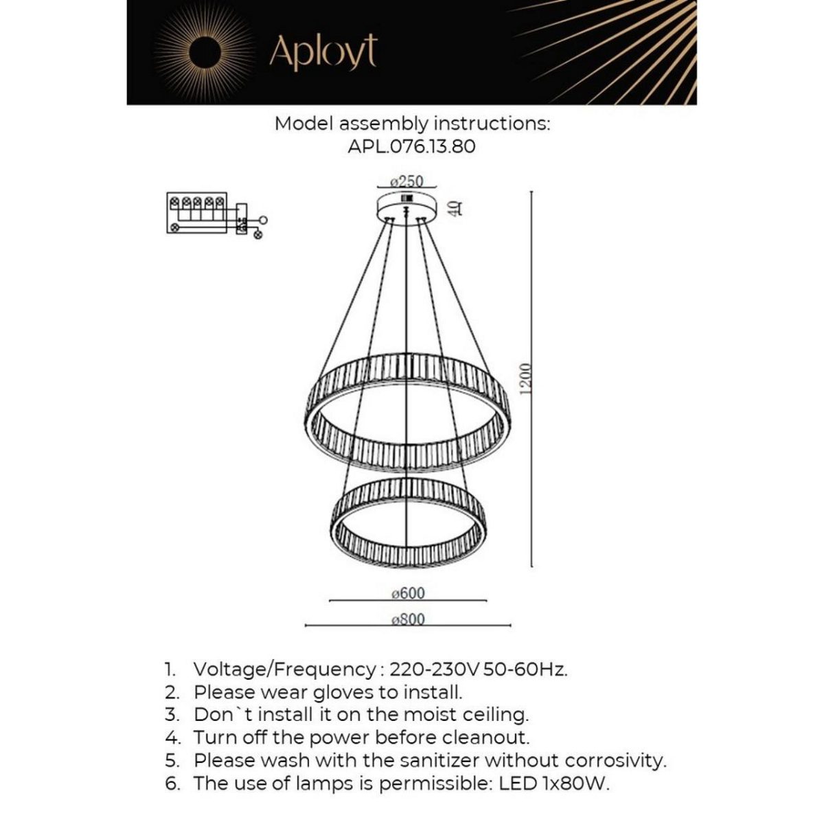Подвесной светильник Aployt Oriann APL.076.13.80