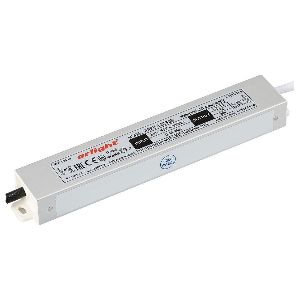 Блок питания ARPV-12030-B (12V, 2.5A, 30W) (Arlight, IP67 Металл, 3 года)