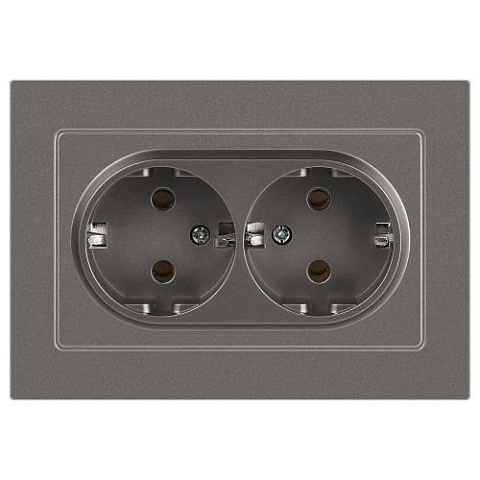 Розетка 2-м СП Accent 6-205-09 16А IP20 250В 2P+E Schuko AL/CU титан Intro Б0063500