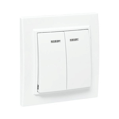Выключатель 2-кл. СП Минск 10А IP20 с индикатором бел. Basic EKF ERV10-123-10