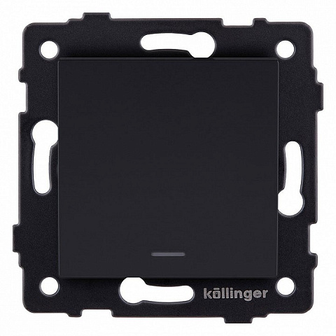 Выключатель 1-клавишный 10А/250В с LED подсветкой, черный матовый Kollinger для Aspekt, Eleganz, Reflex