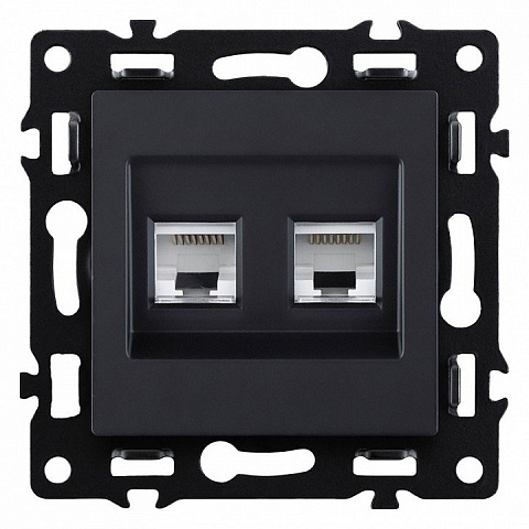 Розетка двойная Ethernet RJ-45 и со шторками, без рамки Kollinger Asthetik AS-018BK