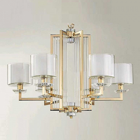 NEWPORT 4400 , Люстра, Gold Clear crystal Clear glass D75*H53 cm E14 6*60W + LED 2*5W