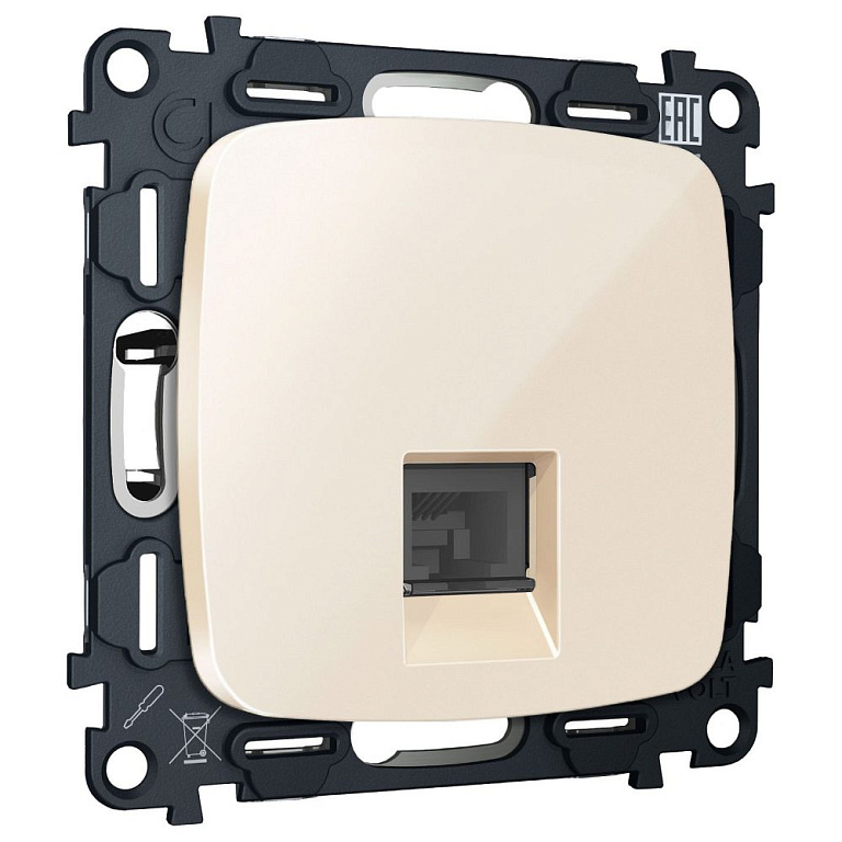 Розетка Ethernet RJ-45 и со шторками, без рамки Ambrella Volt OMEGA MO312005
