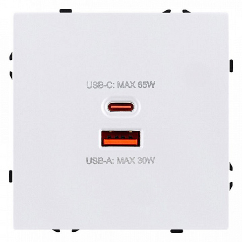 Розетка 2хUSB type A и C без рамки Kollinger Eclipse EC-024WH