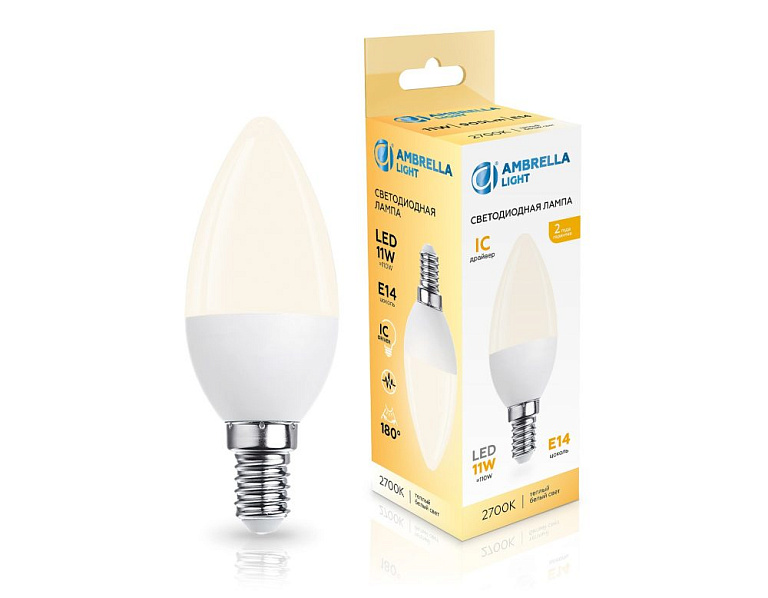 Лампа светодиодная Ambrella Light C37 E14 11Вт 2700K 371113