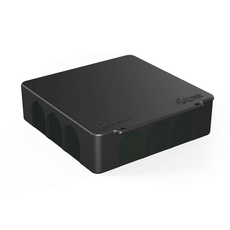 Коробка распределительная 100х100х30 (HF) двухкомп. Безгалоген. для прям. монтажа черн. (уп.48шт) Промрукав 60-0302-9005