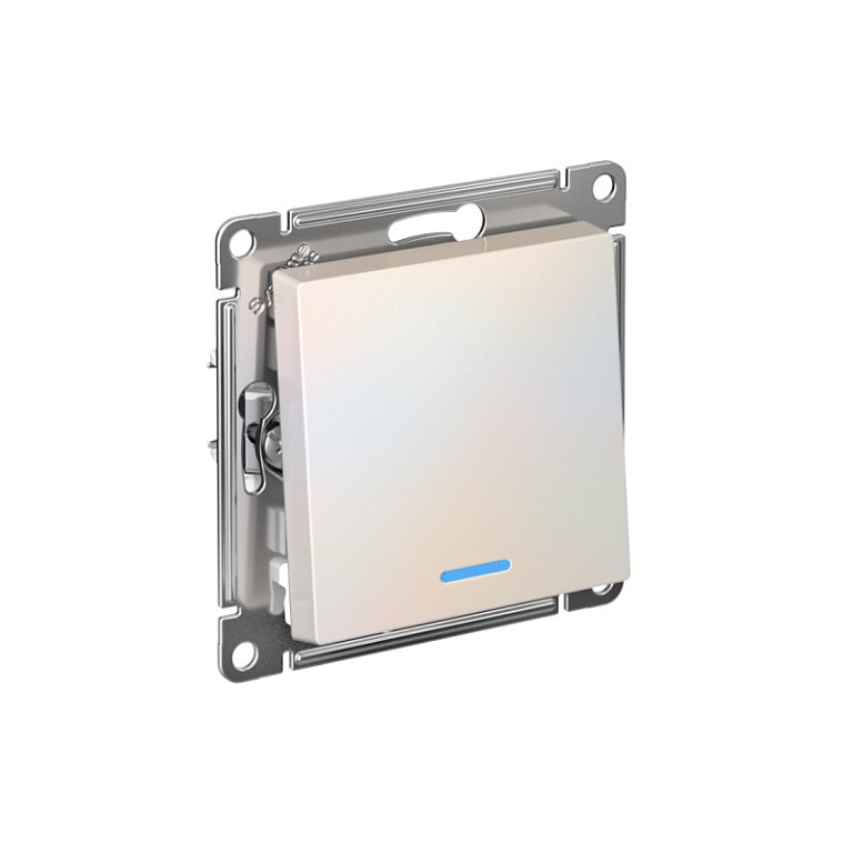 Переключатель проходной 1-кл. СП AtlasDesign 10А IP20 (сх. 6а) 10AX с подсветкой механизм жемчуж. SE ATN000463