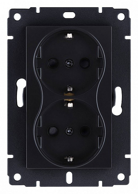 Розетка штепсельная SCHUKO двойная 16A/250 В, черный матовый Kollinger для Aspekt, Eleganz, Reflex