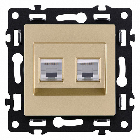 Розетка двойная Ethernet RJ-45 и со шторками, без рамки Kollinger Asthetik AS-018GD