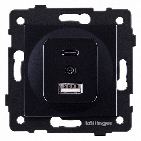Розетка USB A+C 20W, черный Kollinger для Aspekt, Eleganz, Reflex