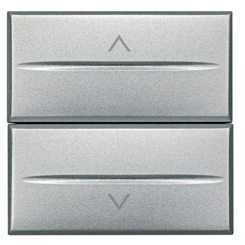 Выключатель для жалюзи кнопочный 2-кл. 2мод. Axolute Axial 10А 250В 1Р(NO)+ 1Р(NO) алюм. Leg BTC HC4037/2