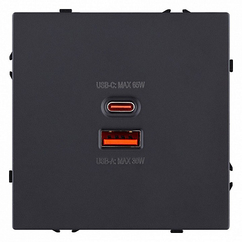 Розетка 2хUSB type A и C без рамки Kollinger Eclipse EC-024BK