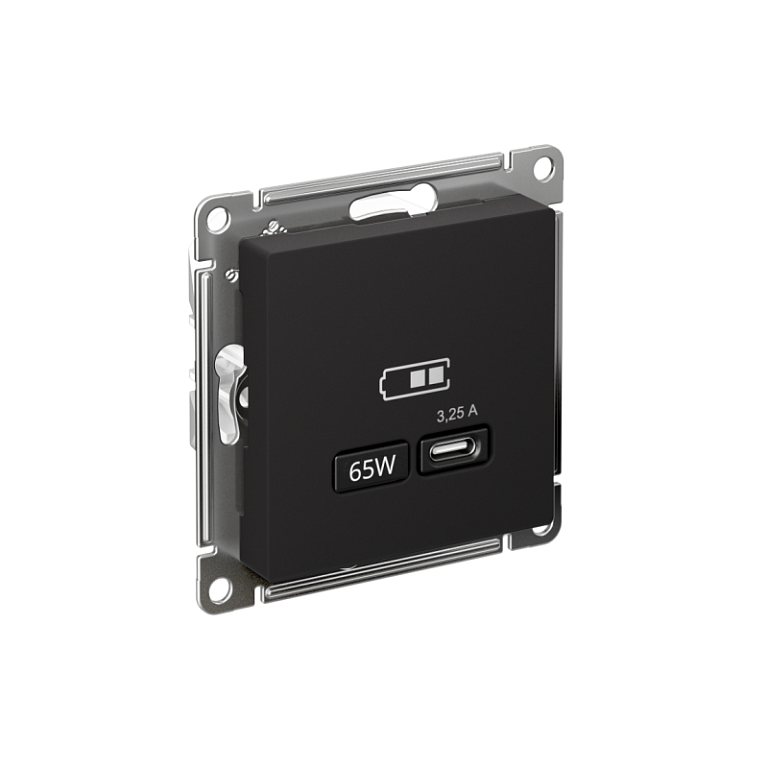 Розетка USB AtlasDesign тип C 65Вт QC PD высокоскор. ЗУ механизм карбон SE ATN001027