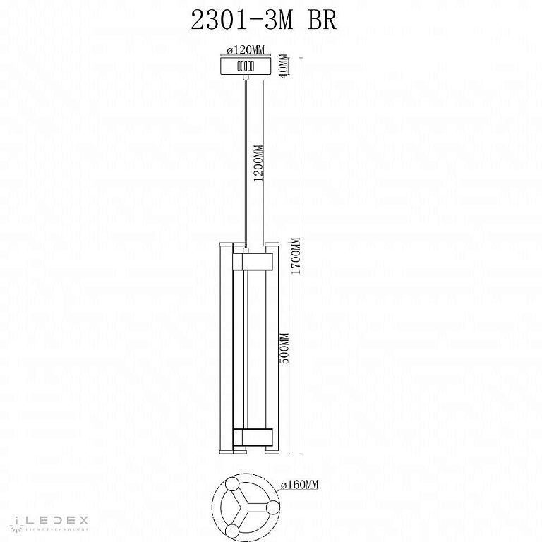 Подвесной светильник iLedex Rocks 2301-3M BR