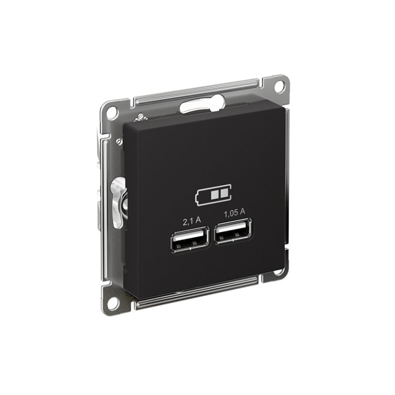 Розетка USB AtlasDesign тип A+A 5В 1х2.1А 2х1.05А механизм карбон SE ATN001033