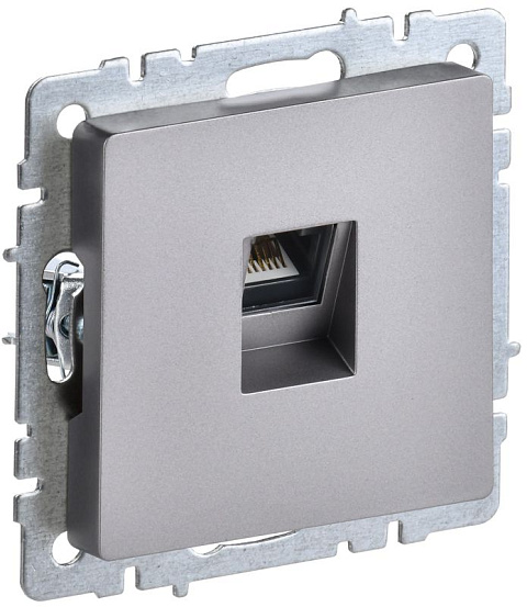 Розетка компьютерная СП RJ45 кат.6 BRITE РК11-БрС механизм сталь IEK BR-K10-2-K46