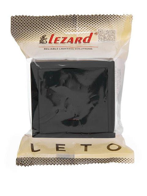 Выключатель 1-кл. ОП LETO 10А IP20 с индикацией черн. бархат LEZARD 752-4200-111