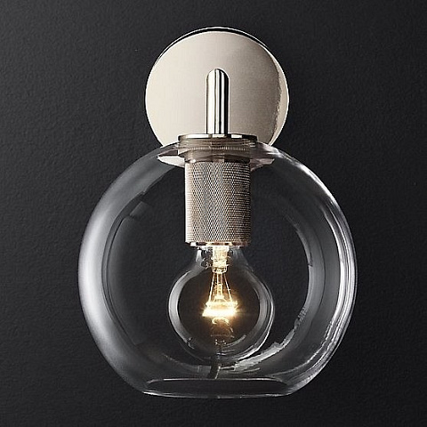 Бра RH Utilitaire Globe Shade Single Sconce Silver арт